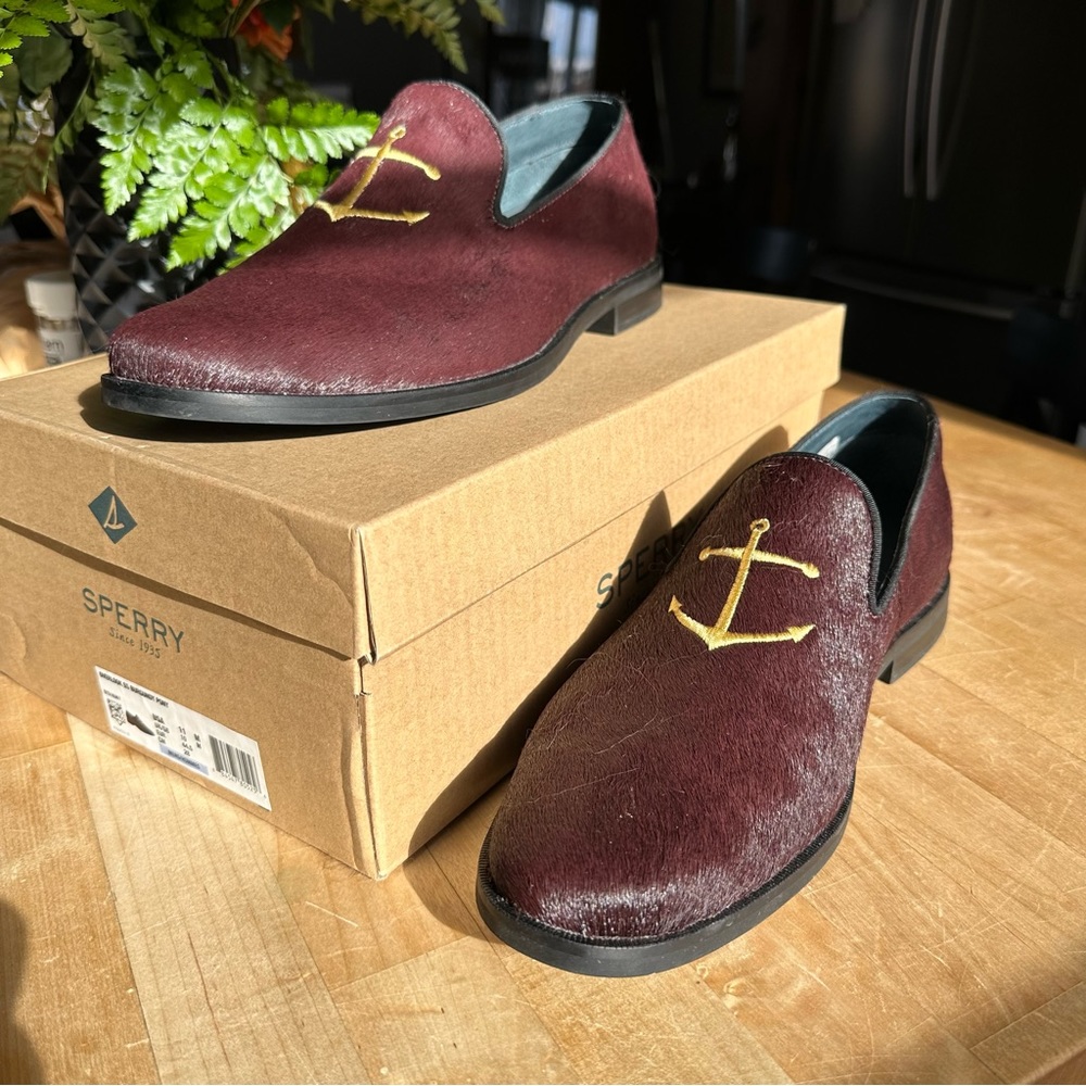 Sperry Overlook Leather Smoking Slipper (Burgundy Pony) Men’s Loafer EUC